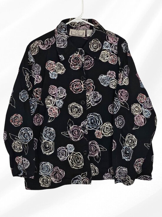 Life Style Woman Tops - Life Style Woman Plus 3X Sequin Button Front Blouse Long Sleeve